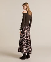 Mango Women's Animal-Print Satin Skirt