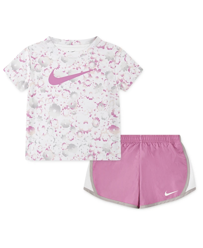 Nike Little Girls 2-Piece Dri-Fit T-Shirt and Shorts Set