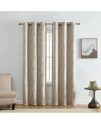 Elrene Home Fashions Palmetto Lattice Embroidered Blackout Window Curtain Panel