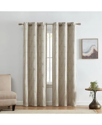 Elrene Home Fashions Palmetto Lattice Embroidered Blackout Window Curtain Panel Set Of 2