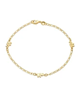 Bling Jewelry Dainty Three Multi Charm Lucky Elephant Anklet Ankle Bracelet 18K Gold Plated Brass 7.5