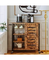 Storage Cabinet with Wheels, Multipurpose Kitchen Cart Cabinet with Shelves