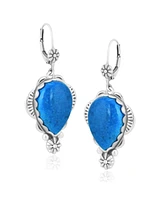 American West Jewelry Sterling Silver Denim Lapis Pear-Cut Concha Earrings