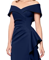 Xscape Women's Off-The-Shoulder Draped Scuba Sheath Dress
