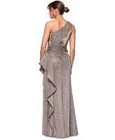 Xscape Women's Glitter Knit One-Shoulder Gown