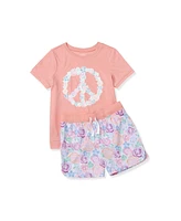 Lands' End Girls Short Sleeve Tee and Shorts Pajama Set