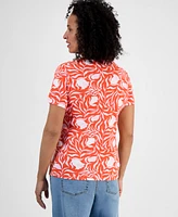 Style & Co Women's Printed Scoop-Neck Short Sleeve Top, Exclusively at Macy's