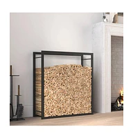 Firewood Rack Matt Black 31.5"x11"x33.9" Steel