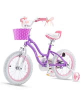 RoyalBaby Stargirl 12" Kids Bicycle with Basket and Training Wheels, Purple