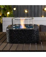 Tabletop Fire Pit with Glass Wind Guard Stylish, Functional, and Portable Outdoor Heating