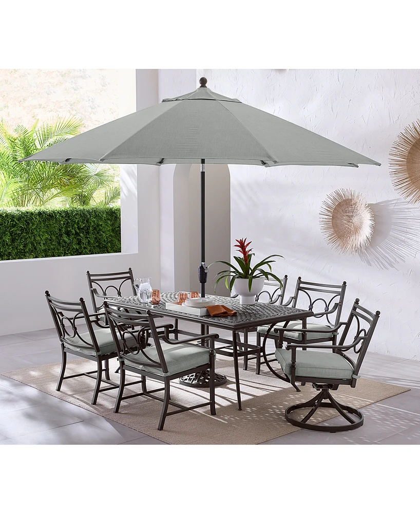 Wythburn Outdoor Dining 7pc Set (72"x 38" Table & 4 Scroll Chairs 2 Swivel Chairs)