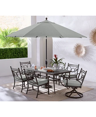 Wythburn Outdoor Dining 7pc Set (72"x 38" Table & 4 Scroll Chairs 2 Swivel Chairs)