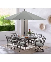 Wythburn Outdoor Dining 7pc Set (72"x 38" Table & 4 Scroll Chairs 2 Swivel Chairs)