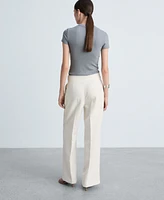 Mango Women's Belt Straight-Fit Trousers
