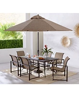 Wythburn Outdoor Dining 7pc Set (72"x38" Table & 6 Sleek Sling Chairs)