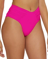 Becca Women's Ruched High-Waist Bikini Bottoms
