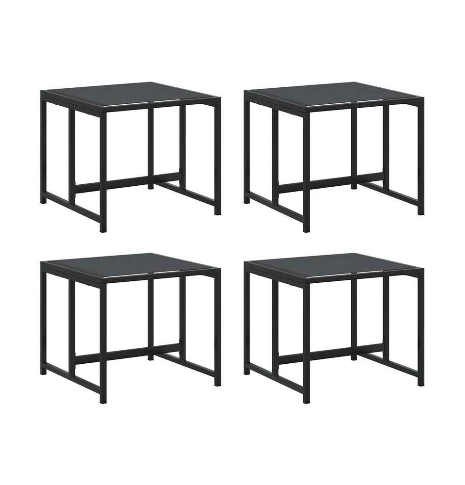 Patio Stools 4 pcs Black Steel and Textilene