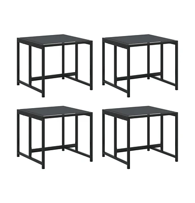 Patio Stools 4 pcs Black Steel and Textilene