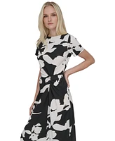 Dkny Women's Side-Twist Short-Sleeve Midi Dress