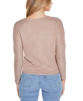 Belldini Women's Embellished V-Neck Knit Top