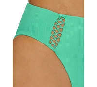 Becca Women's Modern Edge Rib High-Waist Bikini Bottoms