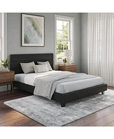 Boyd Sleep Piedmont Leatherette Upholstered Platform Bed Frame with Adjustable Headboard