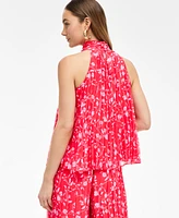 I.n.c. International Concepts Women's Floral-Print Pleated Halter Top, Exclusively at Macy's
