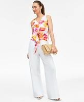 I.n.c. International Concepts Women's Floral-Print Tie-Front Blouse, Exclusively at Macy's