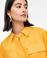 I.n.c. International Concepts Women's Linen-Blend Short-Sleeve Blouse, Exclusively at Macy's