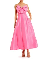 Women's Strapless Bow Tea Length Dress