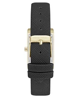 Nine West Women's Quartz Rectangular Gold-Tone and Polyurethane Leather Band Watch