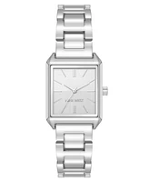 Nine West Women's Quartz Rectangular Silver-Tone Metal Alloy Bracelet Watch, 24mm