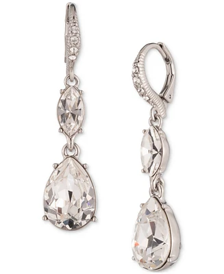 Givenchy Silver-Tone Crystal Double Drop Earrings