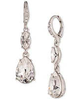 Givenchy Silver-Tone Crystal Double Drop Earrings