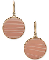 Dkny Gold-Tone Large Inlay Drop Leverback Earrings