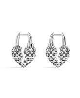 Coach Faux Stone Signature Quilted Broken Heart Huggie Earrings
