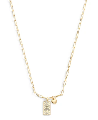 Coach Faux Stone Signature Quilted Hangtag Pendant Necklace