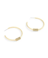 Coach Large Signature Quilted Tube Hoop Earrings