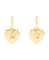 Coach Signature Heart Charm Huggie Earrings