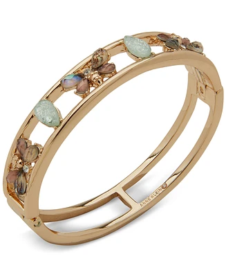 Anne Klein Gold-Tone Mixed Stone Bee-Motif Bangle Bracelet