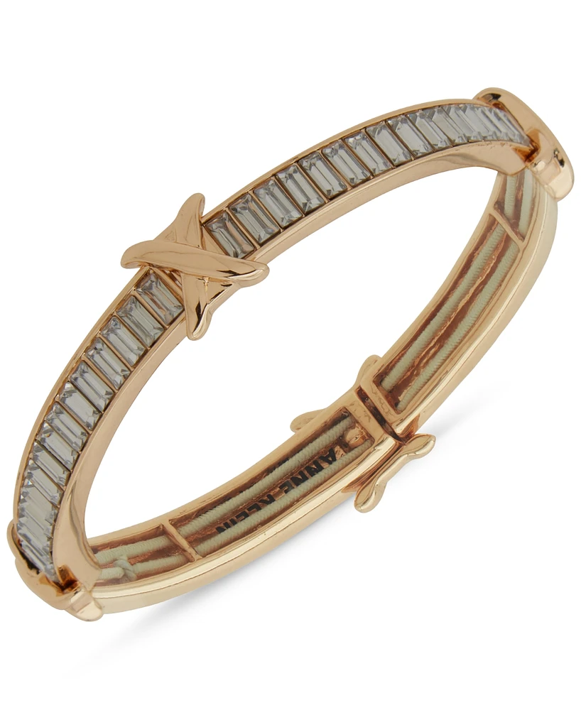 Anne Klein Gold-Tone Crystal Baguette Stone Stretch Bracelet