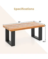 Teak Wood Patio Table with River Feel Tabletop For Outdoor