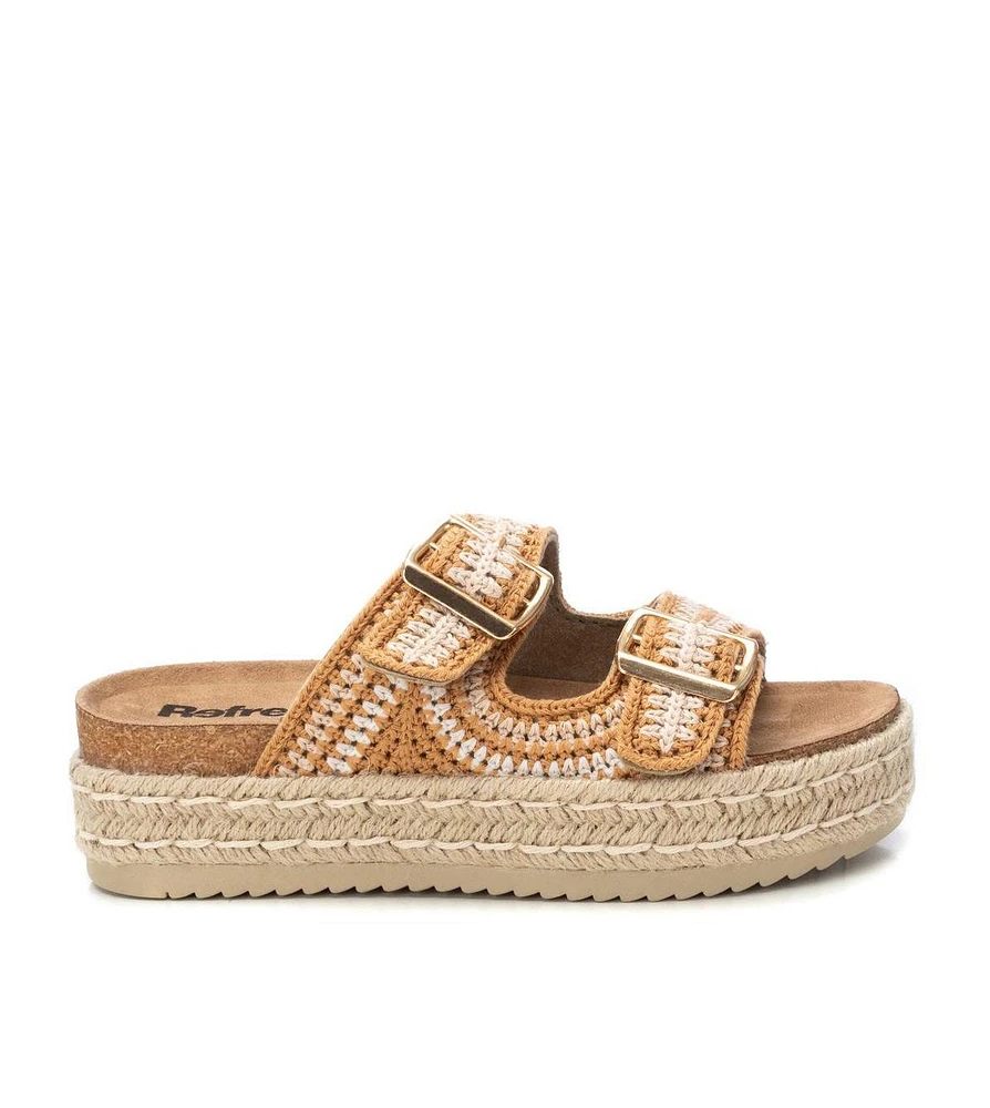 Refresh Women's Cork Footbed Crochet Sandals By Xti