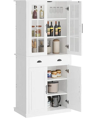Kitchen Pantry Cabinet, Tall Freestanding Cupboard for Dining Room Living Room