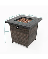 28inch Wicker Square Fire Pit Table