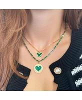 The Lovery Malachite Bar Necklace 14K Gold 16 inches