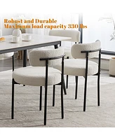 Dyhome Kitchen Chairs Mid-Century Modern Dining Chairs Set of 2, Kitchen Dining Room Chairs, Polyester Upholstered Wishbone Dining Chair