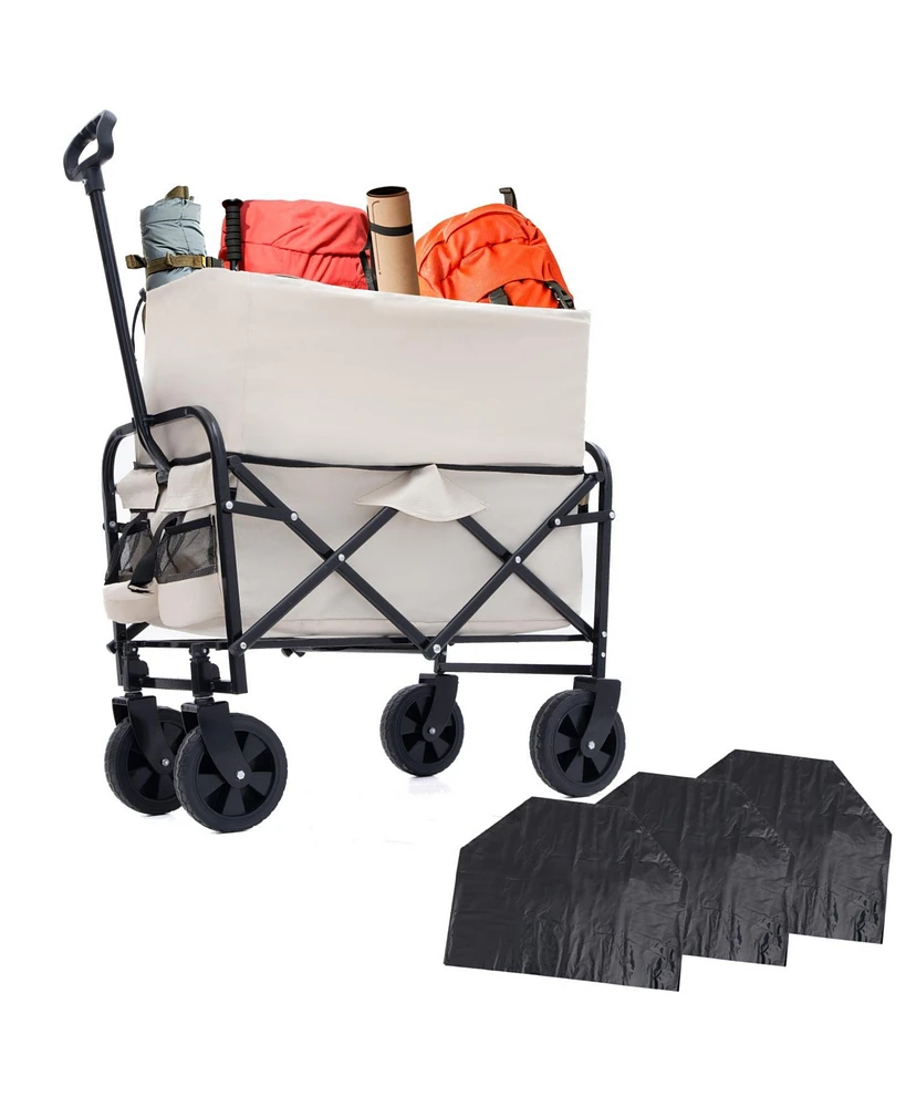 Collapsible Wagon Cart with Liners & Cover for Versatility