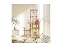 Multi-Level Aesthetic Floral Cat Tree Stylish & Cozy Kitten Tower for Indoor Cats