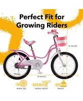 RoyalBaby Little Swan 18 Inch Carbon Steel Kids Bicycle with Dual Hand Brakes, Adjustable Seat, Basket, and Kickstand for Girls Ages 5 to 9, Pink